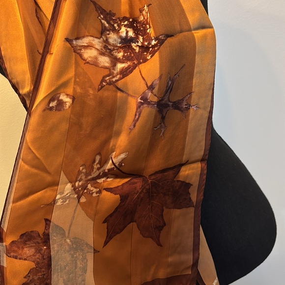 Jones New York Women’s Decorative Scarf with Fall Leaves in Copper and Brown - Picture 2 of 5